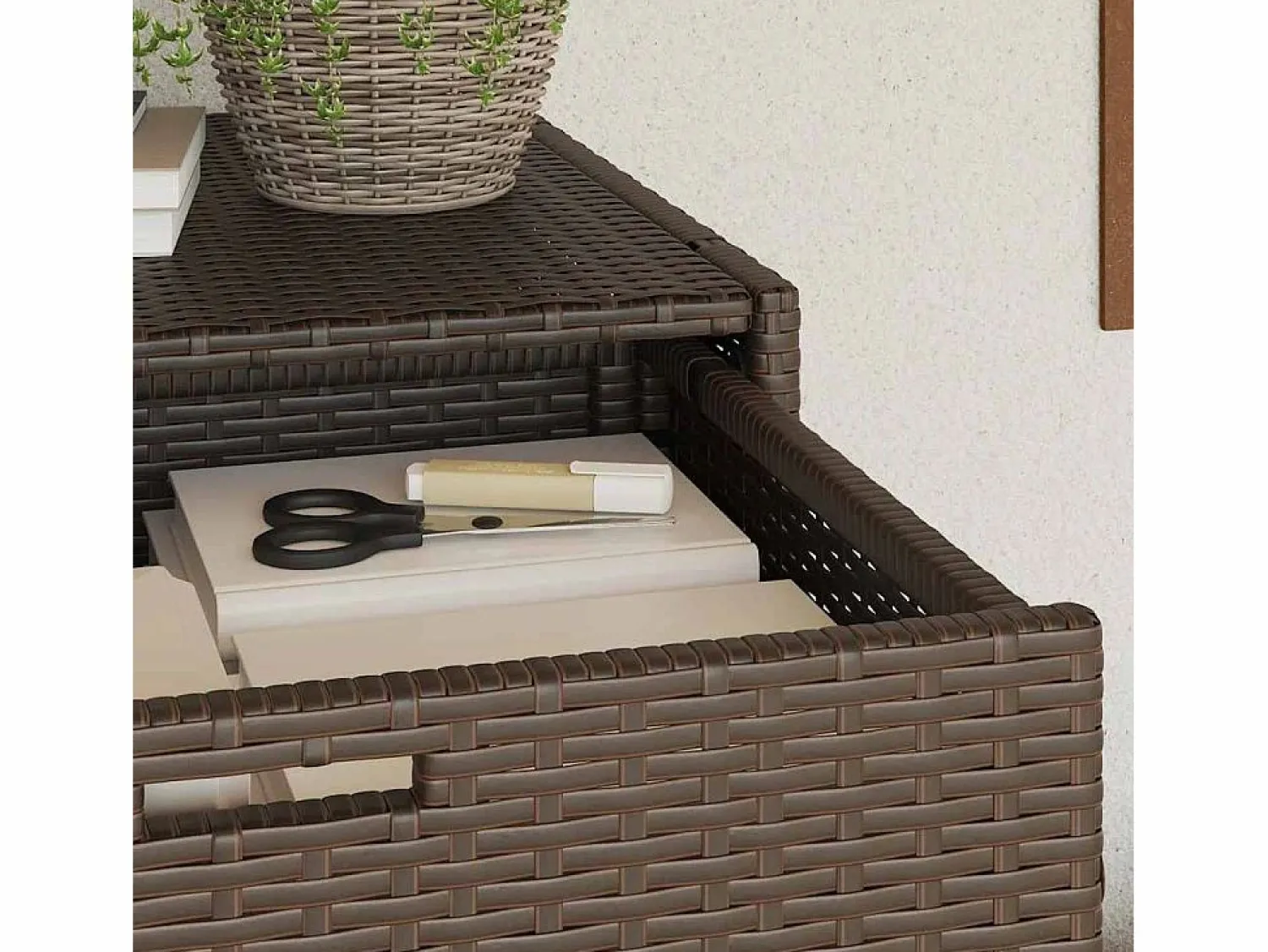 vidaxl Armario de almacenaje de jardín ratán PE marrón 105x55x113 cm