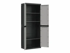 Discount Armario de almacenaje exterior PP y negro 65x37x165 cm Cajonera De Escritorio