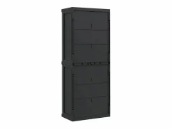 Discount Armario de almacenaje exterior PP y negro 65x37x165 cm Cajonera De Escritorio