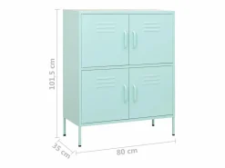 Online vidaxl Armario de almacenamiento acero verde mint 80x35x101,5 cm Azul