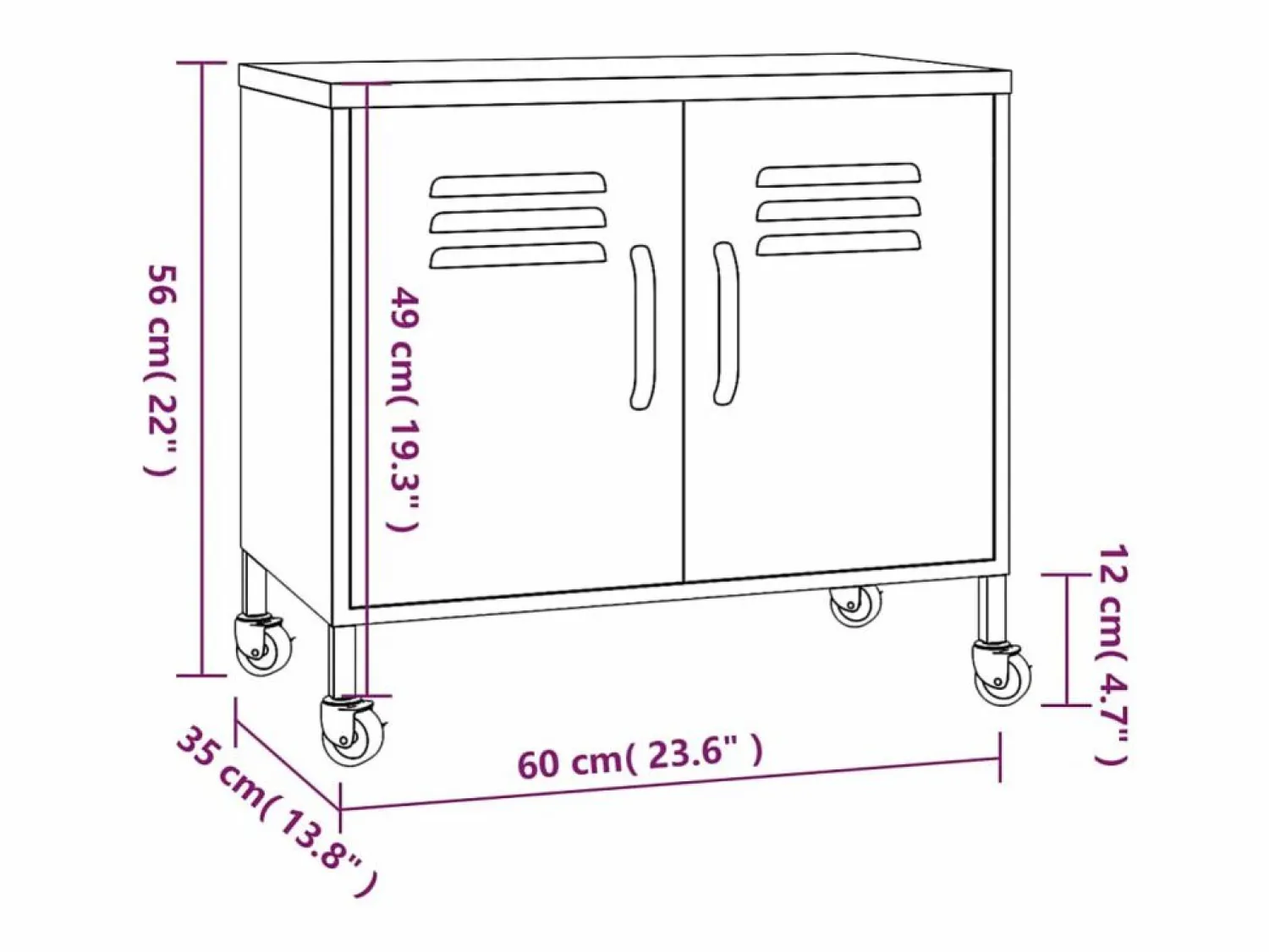 vidaxl Armario de almacenamiento acero 60x35x56 cm