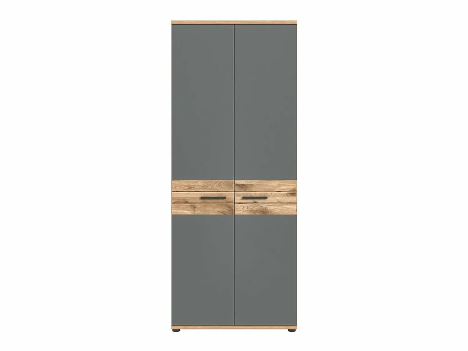 Meublorama Armario de almacenamiento de oficina 2 puertas – y roble claro – SELMA Gris antracita