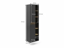 Vicco Armario de baño antracita 50x33x170 viola