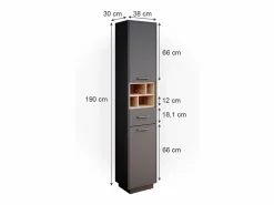 Outlet Vicco Armario de baño antracita 38x30x190 beatrice Gris antracita