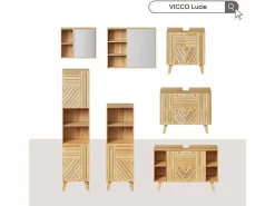 Vicco Armario de baño bambú 40x36x177 lucie