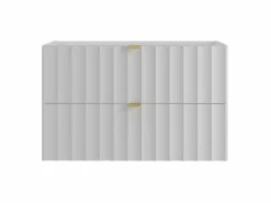 Clearance Armario de baño para lavabo de 80 cm con frentes acanalados Arcos Blanco