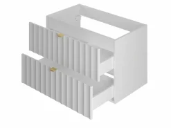 Clearance Armario de baño para lavabo de 80 cm con frentes acanalados Arcos Blanco