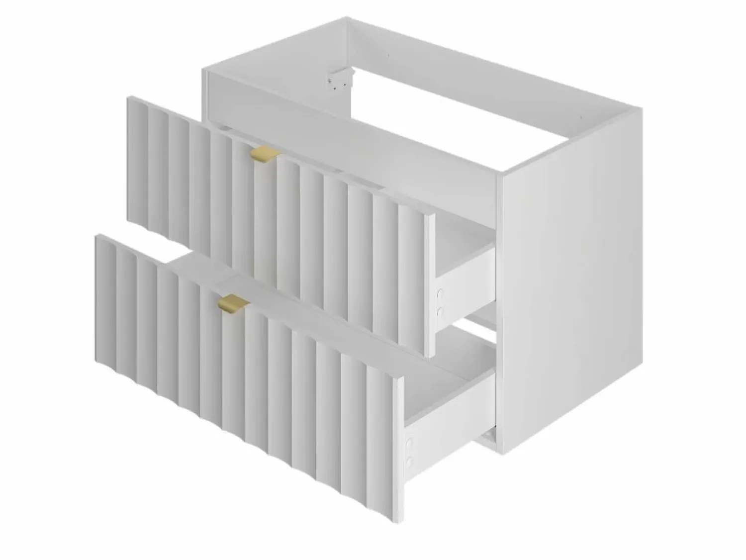 Clearance Armario de baño para lavabo de 80 cm con frentes acanalados Arcos Blanco
