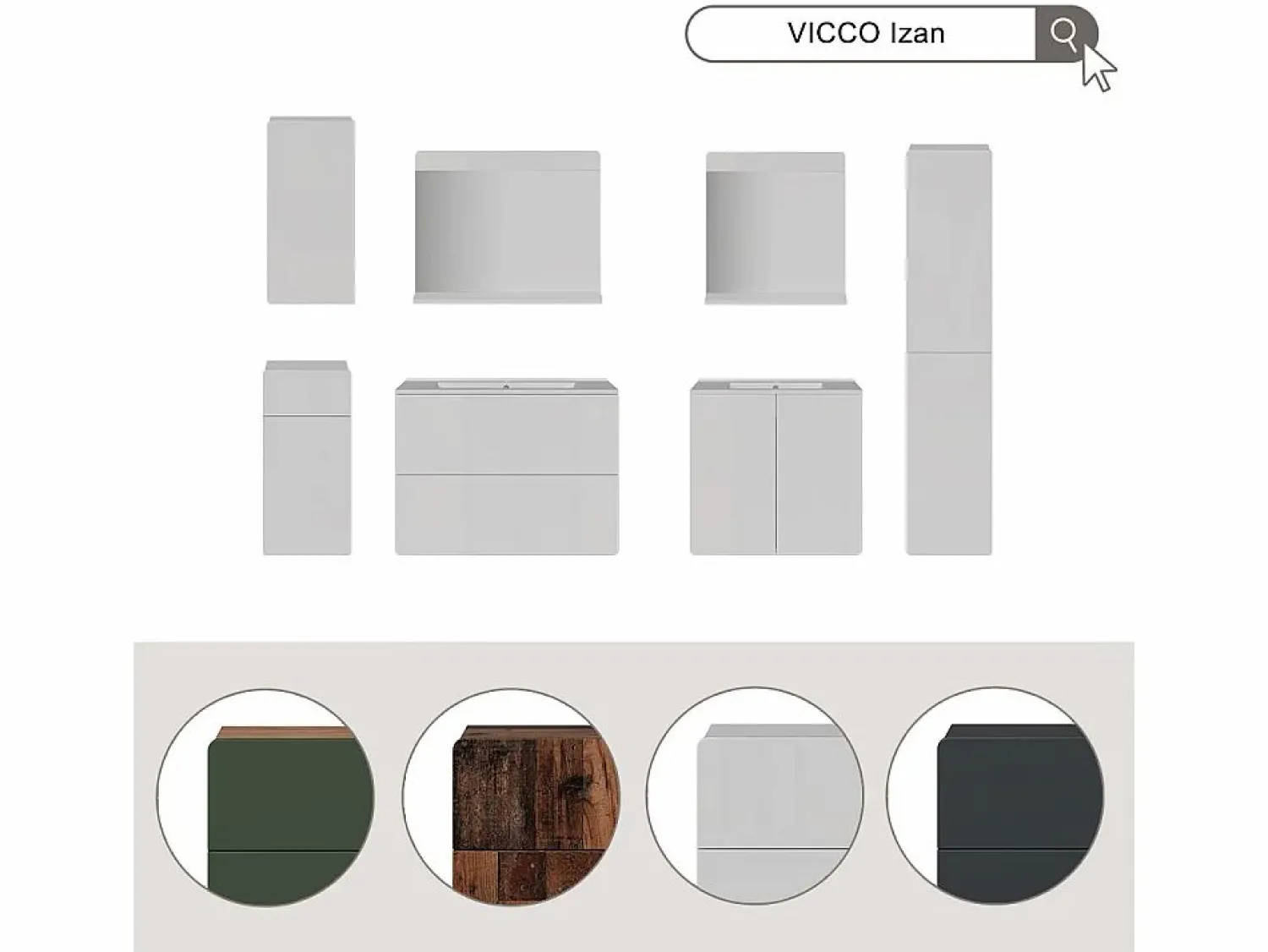 Vicco Armario de baño 36.6x33.2x171.6 izan