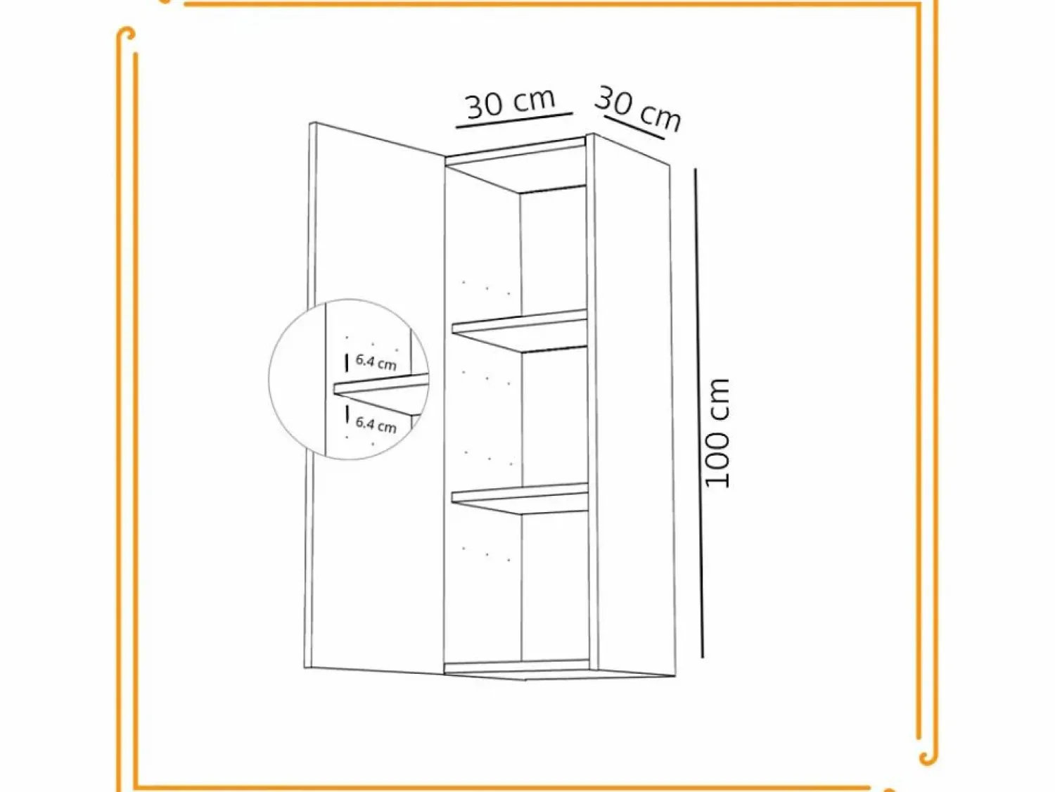 Clearance Armario de baño colgante de 30 cm con estantes estrechos y cerrados en color . Blanco
