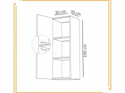 Discount Armario de baño colgante de 30 cm con estantes estrechos y cerrados en color . Blanco