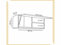 Armario de baño colgante horizontal de 80 cm Pawlacz con estantes en roble craft y negro.