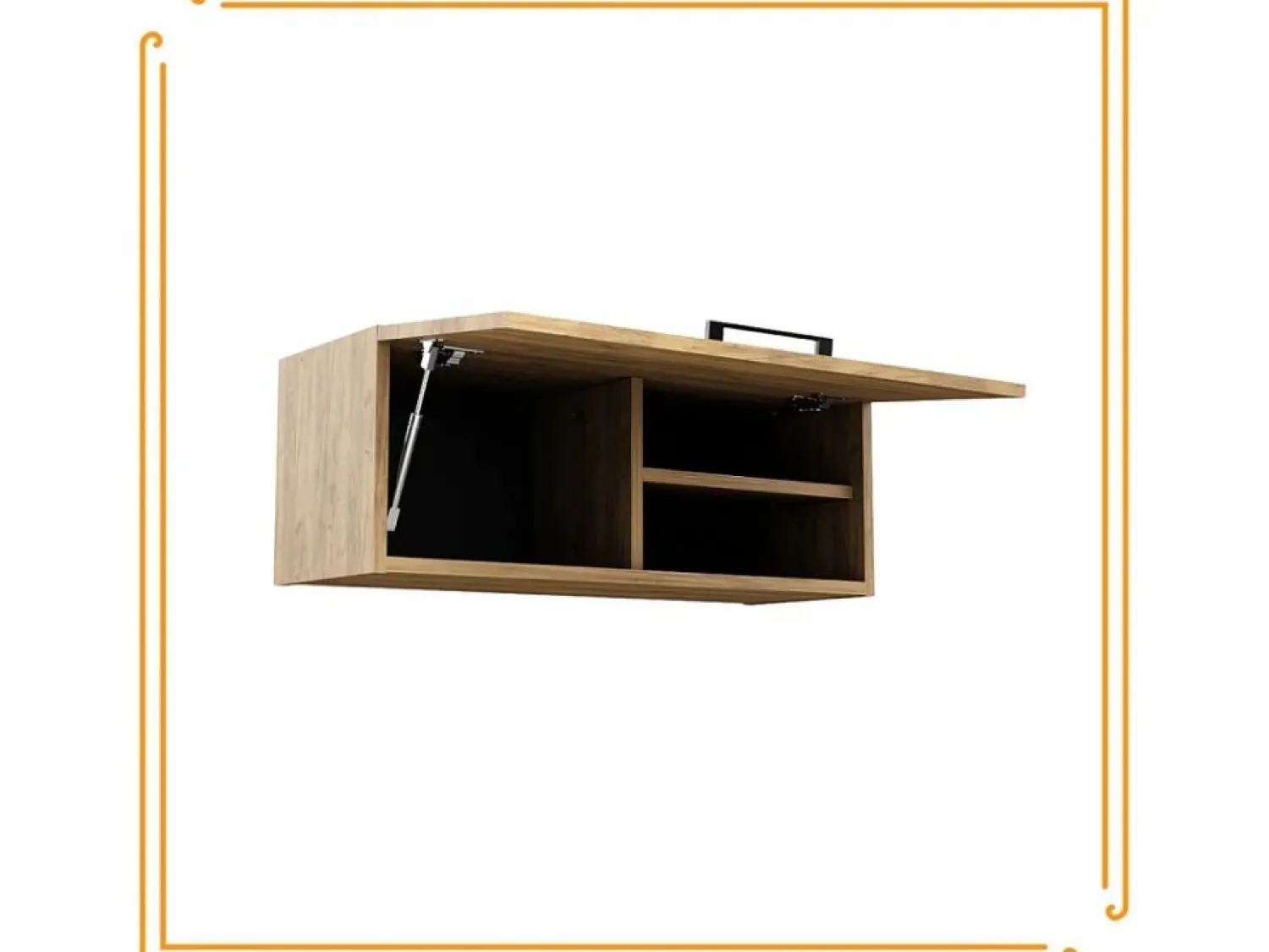 Online Armario de baño colgante horizontal de 80 cm con estantes en roble craft negro. Mueble De Pared Para Baño