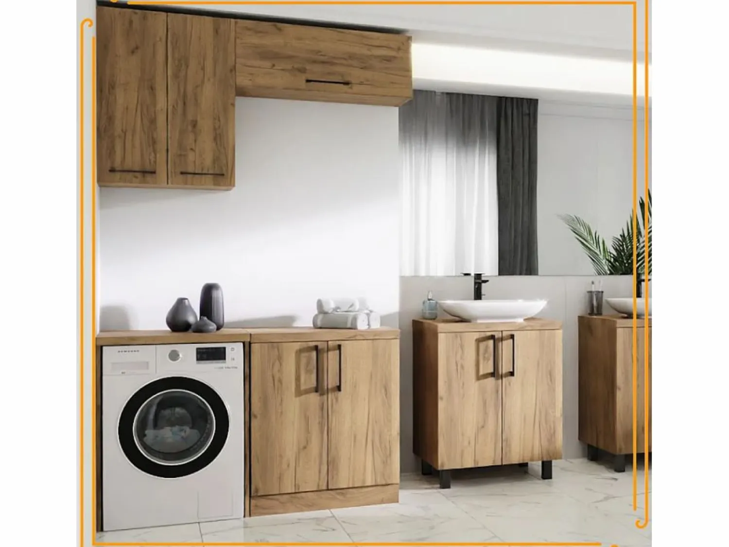 Online Armario de baño colgante horizontal de 80 cm con estantes en roble craft negro. Mueble De Pared Para Baño