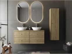 Clearance Armario de baño Columna alta 1 puerta Roble aceitado Marco Columna De Baño