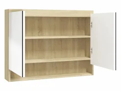 Clearance Armario de baño con espejo MDF y roble 80x15x60 cm Mueble De Pared Para Baño