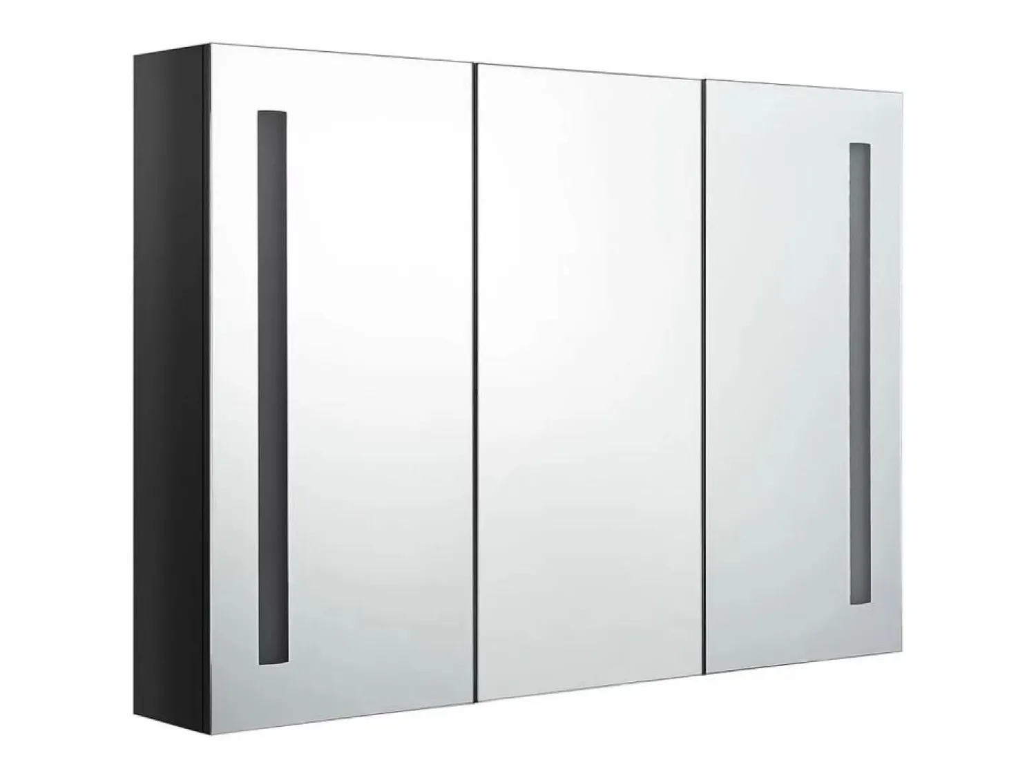 Online vidaxl Armario de baño con espejo LED brillante 89x14x62 cm Negro