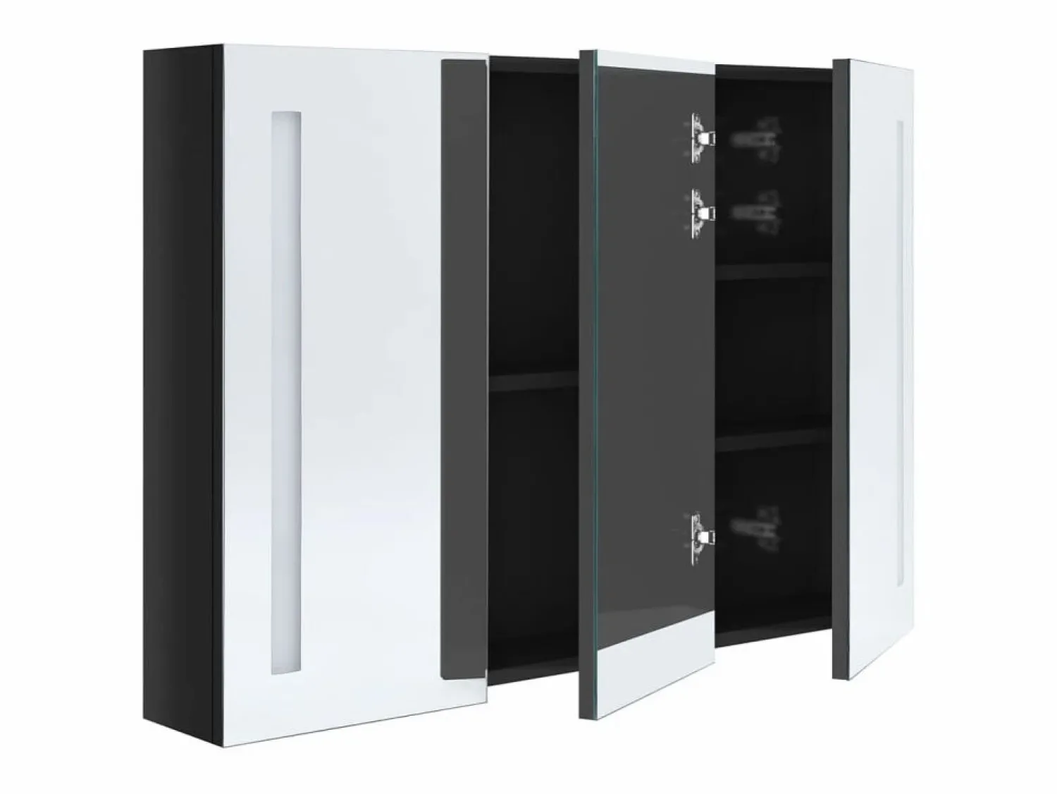 Online vidaxl Armario de baño con espejo LED brillante 89x14x62 cm Negro
