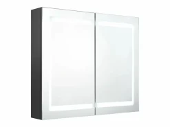 Discount Armario de baño con espejo y LED 80x12x68 cm Mueble De Pared Para Baño
