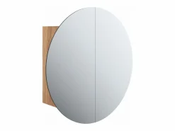 Best vidaxl Armario de baño con espejo redondo y LED roble 40x40x17,5 cm Color natural claro
