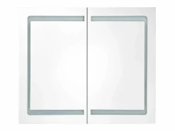 Clearance Armario de baño con espejo y LED color roble 80x12x68 cm ES974393 Marru00f3n