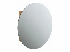 vidaxl Armario de baño con espejo redondo y LED roble 54x54x17,5 cm