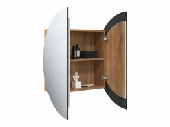 vidaxl Armario de baño con espejo redondo y LED roble 54x54x17,5 cm