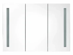 Hot Armario de baño con espejo LED hormigón 89x14x62 cm Mueble De Pared Para Baño