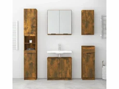 Hot Armario de baño con espejo color roble ahumado 64x20x67 cm ES524022 Mueble De Pared Para Baño