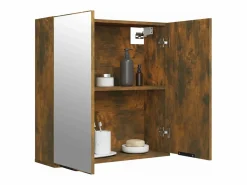 Hot Armario de baño con espejo color roble ahumado 64x20x67 cm ES524022 Mueble De Pared Para Baño