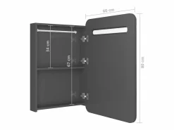 Discount vidaxl Armario de baño con espejo LED brillante 60x11x80 cm Gris
