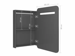 Discount vidaxl Armario de baño con espejo LED brillante 60x11x80 cm Gris