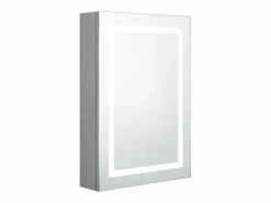 Outlet Armario de baño con espejo y LED hormigón 50x13x70 cm ES360813 Mueble De Pared Para Baño