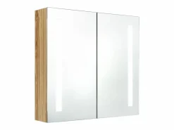 New Armario de baño con espejo y LED color roble 62x14x60 cm Mueble De Pared Para Baño