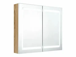 vidaxl Armario de baño con espejo LED y roble 80x12x68 cm