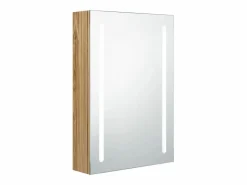 Armario de baño con espejo y LED color roble 50x13x70 cm Mueble De Pared Para Baño