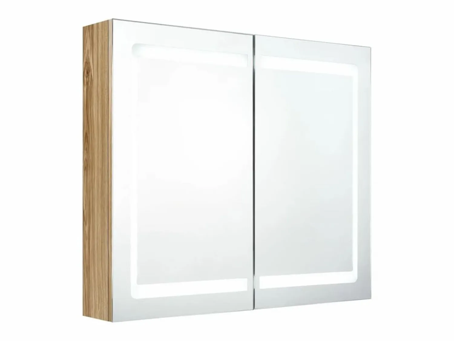 New Armario de baño con espejo y LED color roble 80x12x68 cm Mueble De Pared Para Baño