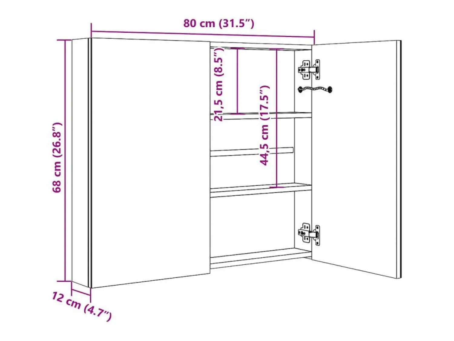 New Armario de baño con espejo y LED color roble 80x12x68 cm Mueble De Pared Para Baño