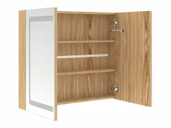 New Armario de baño con espejo y LED color roble 80x12x68 cm Mueble De Pared Para Baño