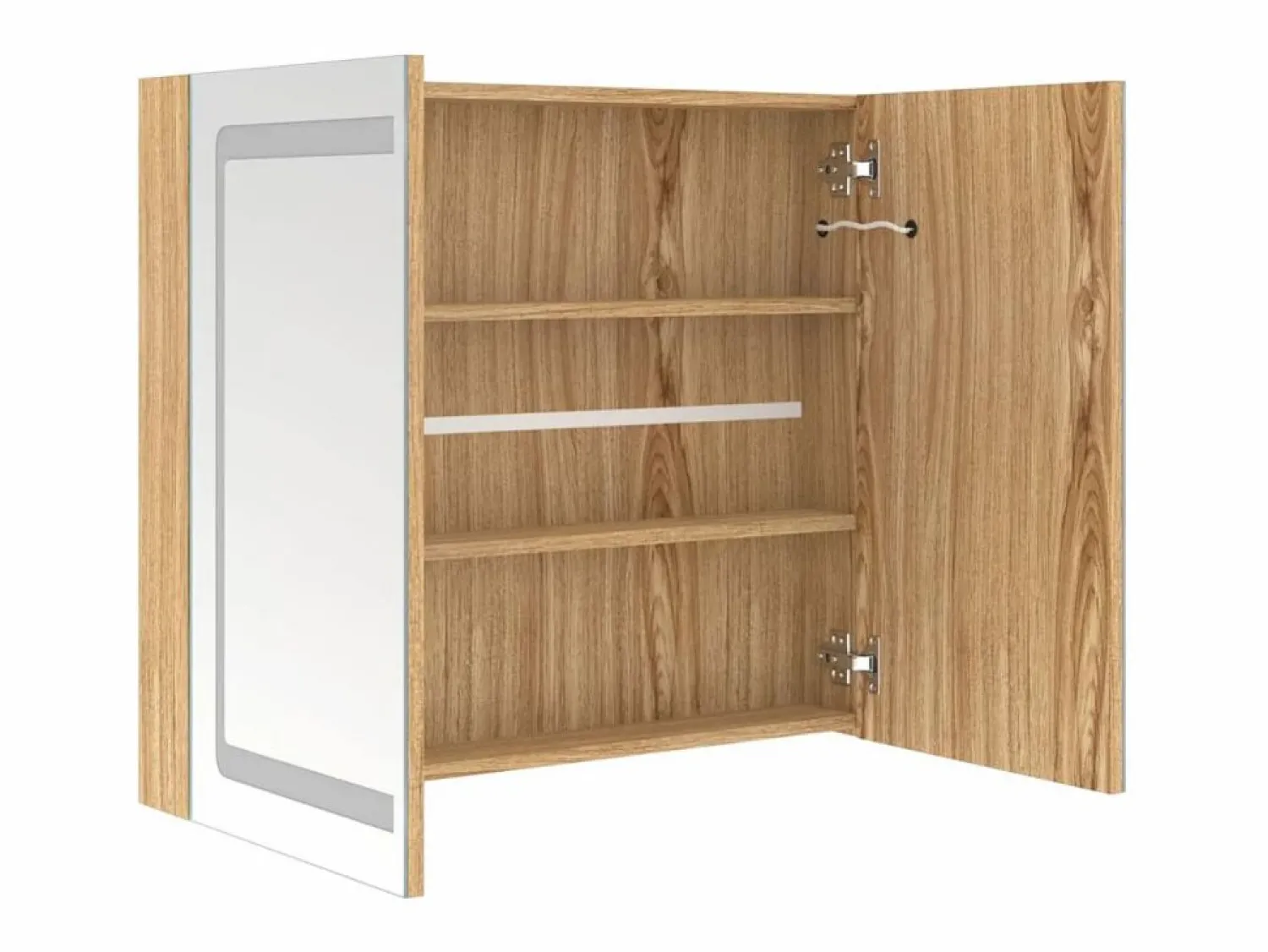 New Armario de baño con espejo y LED color roble 80x12x68 cm Mueble De Pared Para Baño