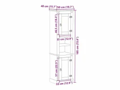 Clearance vidaxl Armario de baño «Corona» madera maciza de pino 50x40x185 cm Marru00f3n