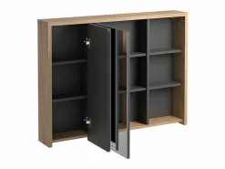 Outlet Armario de baño de pared con espejo - estanterías para el cuarto de baño - roble - PURNAL Mueble De Pared Para Baño|Mueble De Aseo
