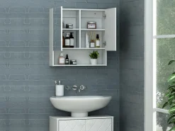 Online Vente-unique Armario de baño de pared con espejo - estanterías para el cuarto de baño - - ZUMPA Blanco