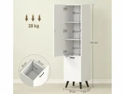 Hot Homcom Armario de baño Elite 2 puertas 144x35x31,5 cm Blanco