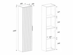Vente-unique Armario de baño flotante natural claro y negro, 140 cm, MADELA
