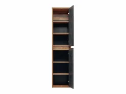Clearance Armario de baño flotante natural y antracita, H170 cm, TIKITIKI Columna De Baño