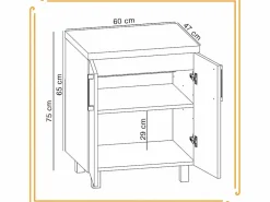 Armario de baño independiente de 60 cm para lavabo de encimera en roble craft . Mueble De Lavabo