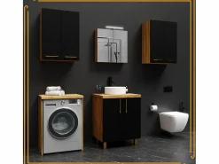 Armario de baño independiente de 60 cm para lavabo de encimera en roble craft . Mueble De Lavabo