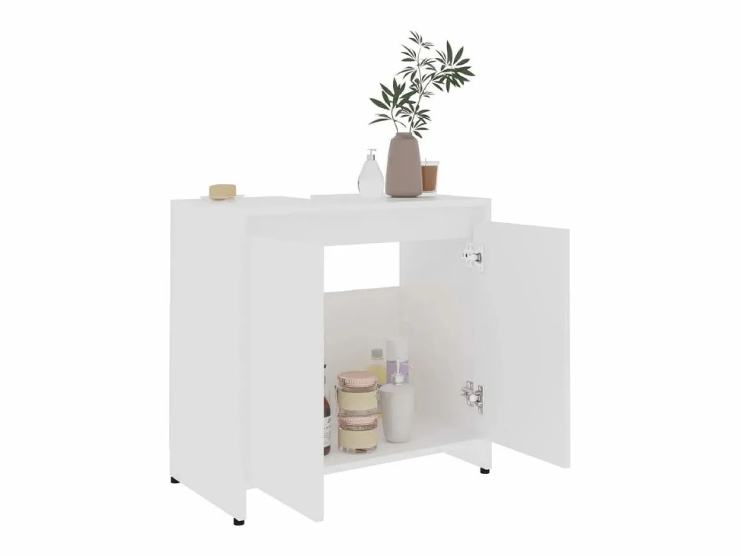 Outlet Armario de baño madera contrachapada 60x33x61 cm ES400725 Blanco