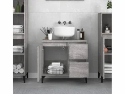 Hot Armario de baño madera contrachapada Sonoma 65x33x60 cm ES723853 Mueble De Pared Para Baño